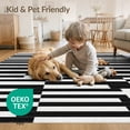 thumbnail image 4 of ODIKA 5'x7' Washable Area Rug Non-Slip, Low Pile, Stain Resistant Stripe Minimalist Sleek Horizontal Stripes Balanced Layering for Guest Room, Lounge, Apartment, 4 of 7