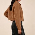 thumbnail image 6 of Iyufng Womens Lapel Suede Cropped Jackets Long Sleeve Zip Up Casual Short Coat with Side Pockets, 6 of 9