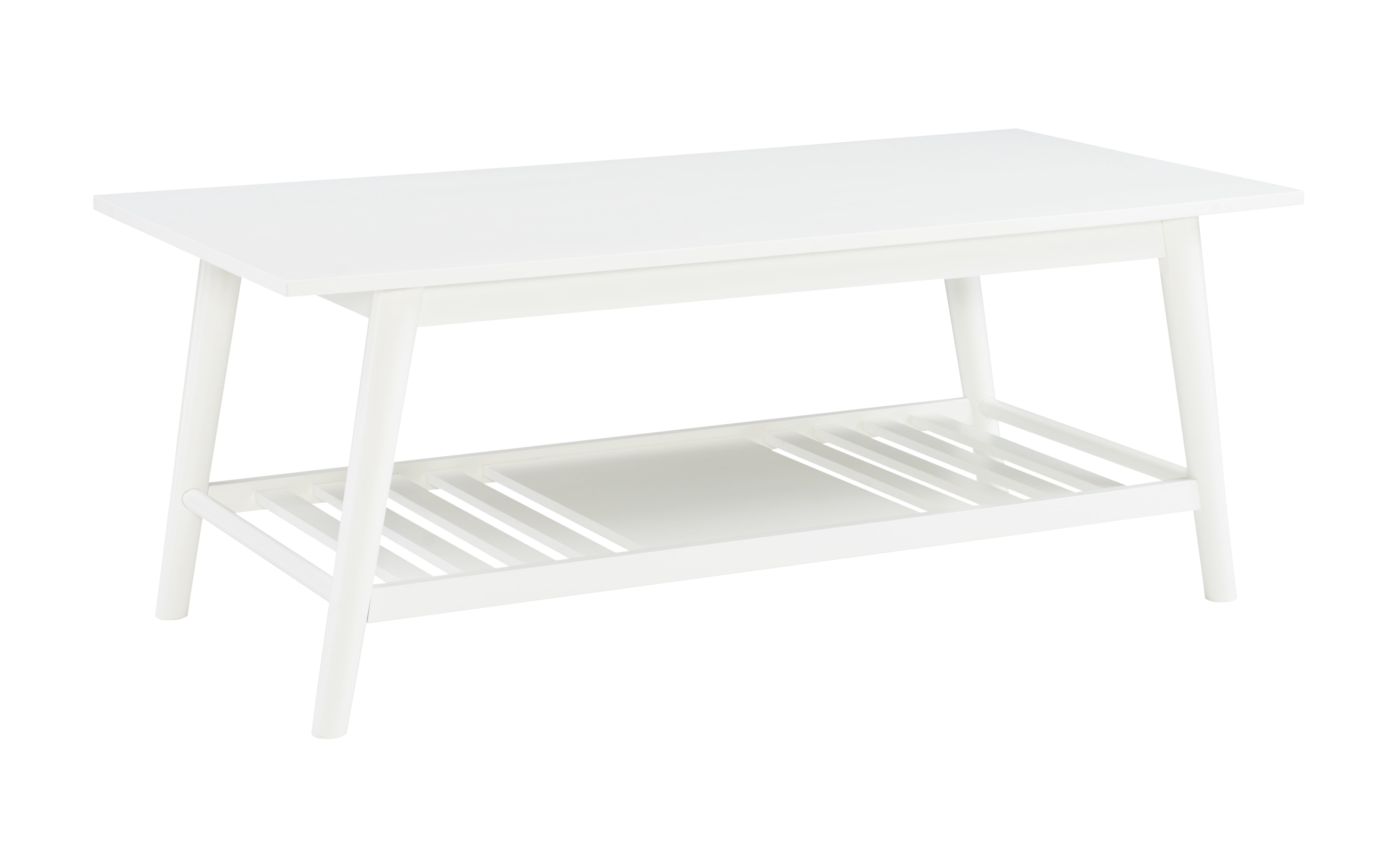 Linon Ashville Indoor Mid-Century Coffee Table with Shelf, White