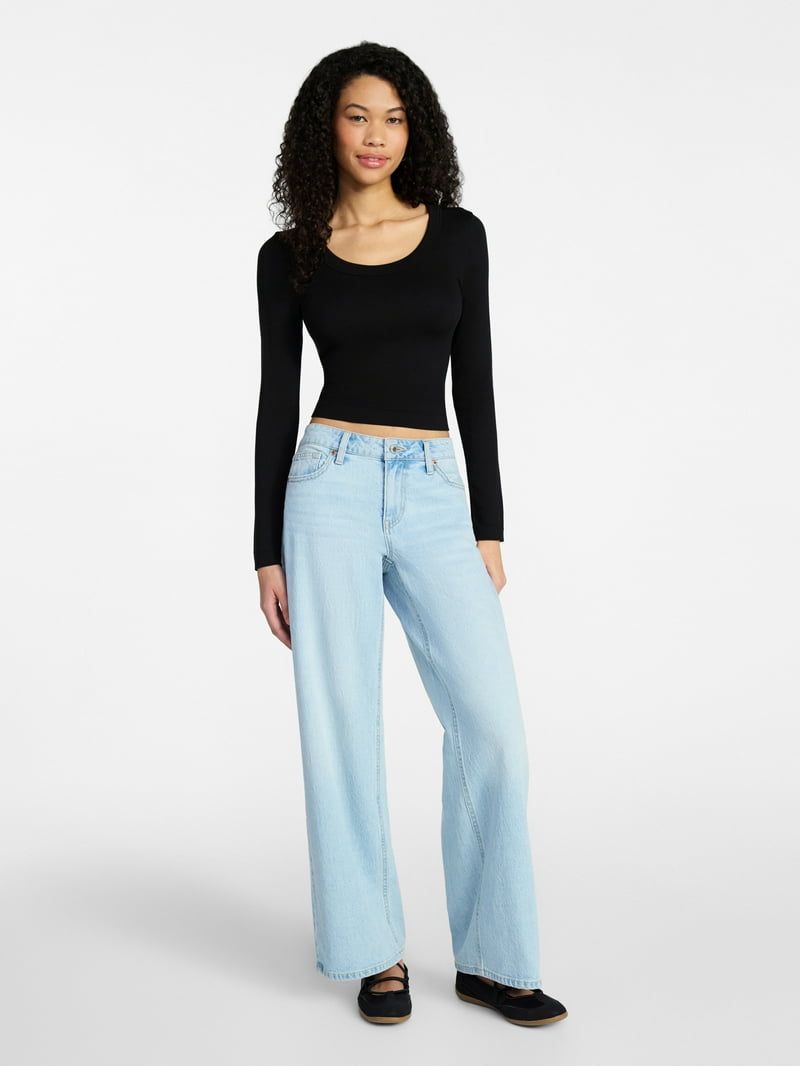 No Boundaries Seamless Scoop Neck Top, Women's XXS-XXL - Walmart.com