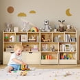 thumbnail image 3 of Toy Storage Organizers with Movable Drawers,Kids Toy Storage with Hidden Wheels,Toy Chest Storage with 5 Open Cubbies,Kids Bookshelf/Toy Storage Shelf for Girls,Boys, 3 of 11