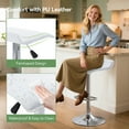 thumbnail image 6 of Backless Bar Stools Set of 2, 360° Swivel Adjustable Height PU Leather Bar Chairs, Modern Simple Counter Stools for Kitchen Island, Dining, Bar or Café Use (White), 6 of 11