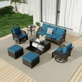 thumbnail image 5 of Vicluke 7 Piece Patio Furniture Set, Wicker Outdoor Conversation Sofa Set with Swivel Chairs, 2 Ottomans, Storage Coffee Table, Rattan Outdoor Sectional for Deck Backyard Porch （7 Seats, Turquoise), 5 of 7