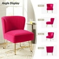 thumbnail image 6 of Velvet Armless Accent Chair Set of 2 Gold Metal Legs Modern Upholstered Single Sofa Side Chair Home Living Room Fushia, 6 of 8