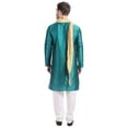thumbnail image 2 of Vêtements Indiens Kurta Pyjama pour Hommes avec Foulard Robe de Fête de Mariage (Vert, m), 2 of 6