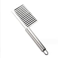 thumbnail image 1 of 2pcs Home Kitchen Plastic Handle Stainless Steel French Fries Potato Carrot Wavy Crinkle Cutter Slicer Handheld Chipper Chopper, 1 of 5