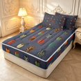 thumbnail image 2 of Erosebridal Cute Beetles Zipper Queen Comforter Set with Fitted Sheet and 2 Pillowcases,Vintage Nature Wildlife Theme Zipper Bedding Set,Navy Red,Navy Blue Reversible,4pcs, 2 of 8