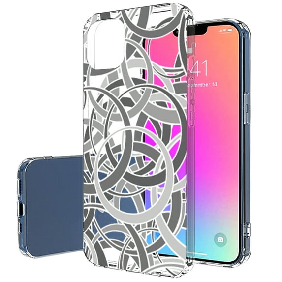TalkingCase Slim Case for Apple iPhone 14, Slim Thin Gel Tpu Cover, Overlapping Rings Print, Light Weight, Flexible, Soft, Anti-Scratch, Printed in USA