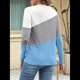 thumbnail image 4 of Blusas de Bloque de Color para Mujer, Estilo Túnica Informal de Larga con Cuello Redondo, Tipo Jersey. y Azul XXL, 4 of 8