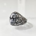 thumbnail image 2 of Snowflake Obsidian Mans Ring, Natural Snowflake Obsidian, Gents Ring, Silver Jewelry, 925 Silver Ring, Gift, Heavy Mens Ring, Arabic Design, Ottoman Style Ring, Christmas, Turkey Mens Signet Ring, 2 of 7