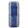 thumbnail image 2 of HYDRA Lapis Lazuli Inlaid Titanium Wedding Ring Polished Beveled Edges Set with Round Blue Diamonds - 10mm - Size 10.5, 2 of 3