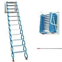 PreAsion Wall Mounted Folding Ladder Attic Extension Stairs Blue-white Al-mg Alloy