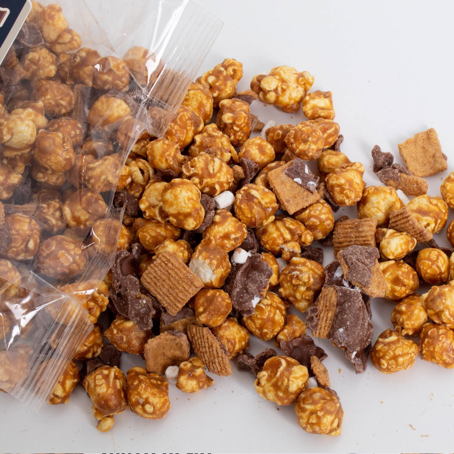 South Bend Chocolate Company Caramel Popcorn Snack Mix, 1 lb bag, Crunchy Popped Corn Treat, S'mores Flavor