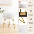 thumbnail image 3 of Dycanpo 19” Faux Leather Vanity Stool Modern Chair with Metal Leg, for Makeup Room, White, 3 of 7