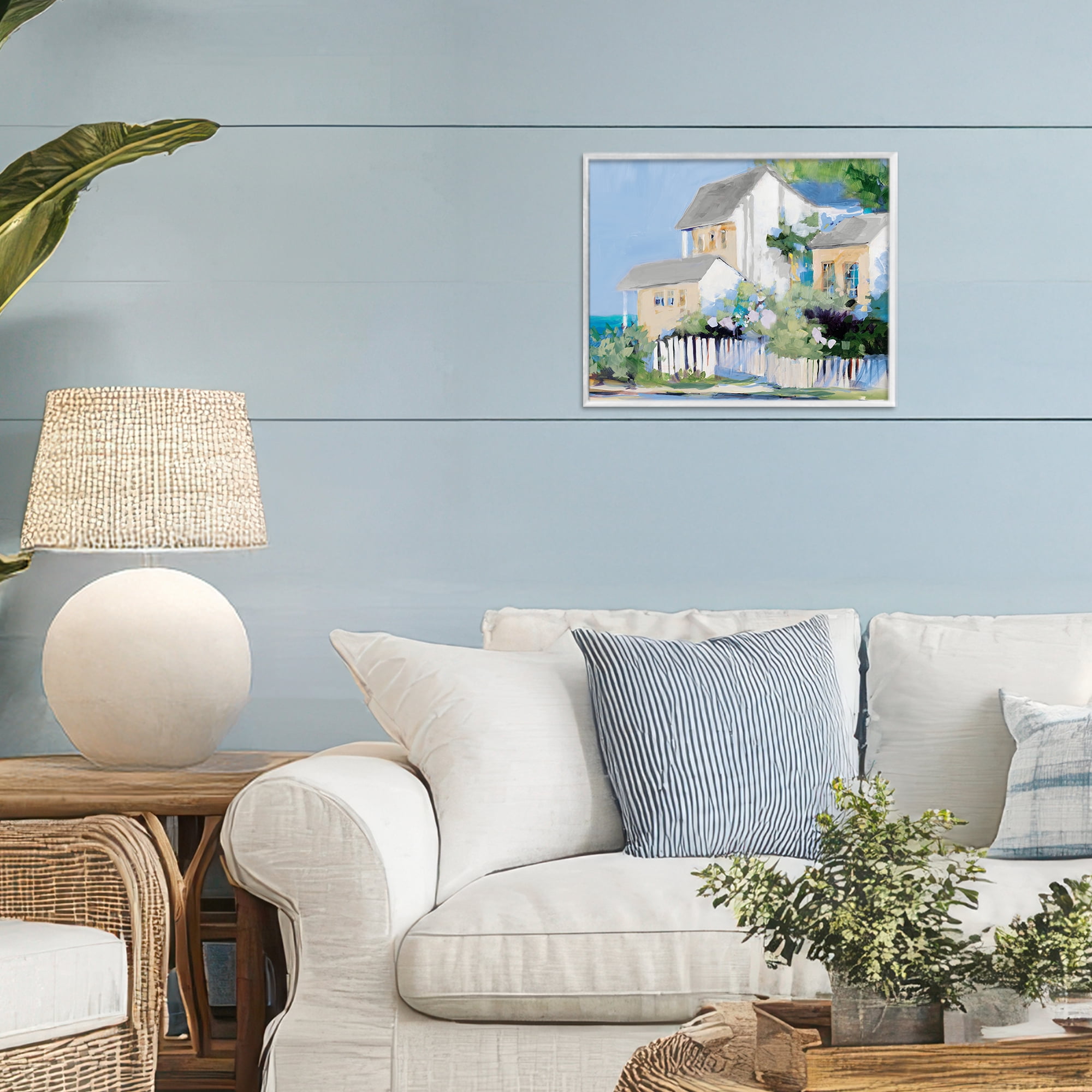 Stupell Industries Living by the Water Cottage White Framed Giclee Art, design by Jane Slivka
