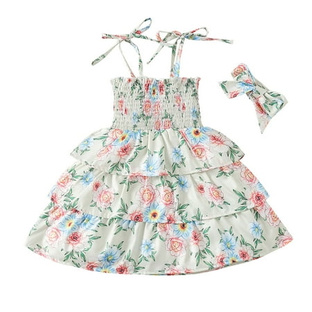 

Sngxgn Girls Tulle Dress Floral Summer Wedding Birthday Easter Casual Toddler Tea Party DressBlue Dress Green 18 Months
