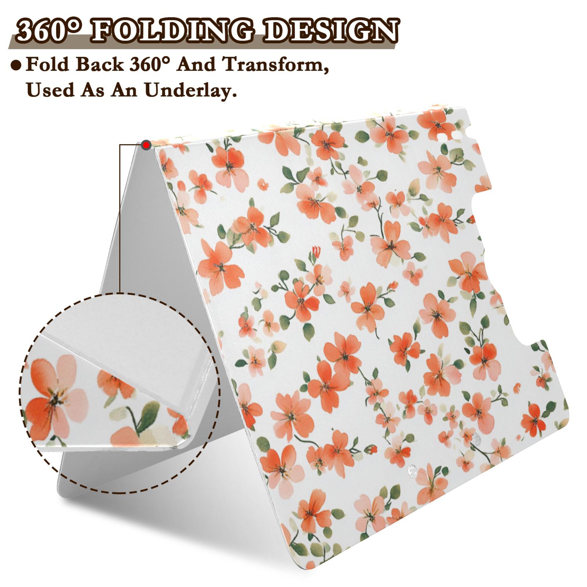 FORMRS A4 Clipboard Folder with Pen Holder Horizontal Foldable School Office Binder, Small Floral Blooms