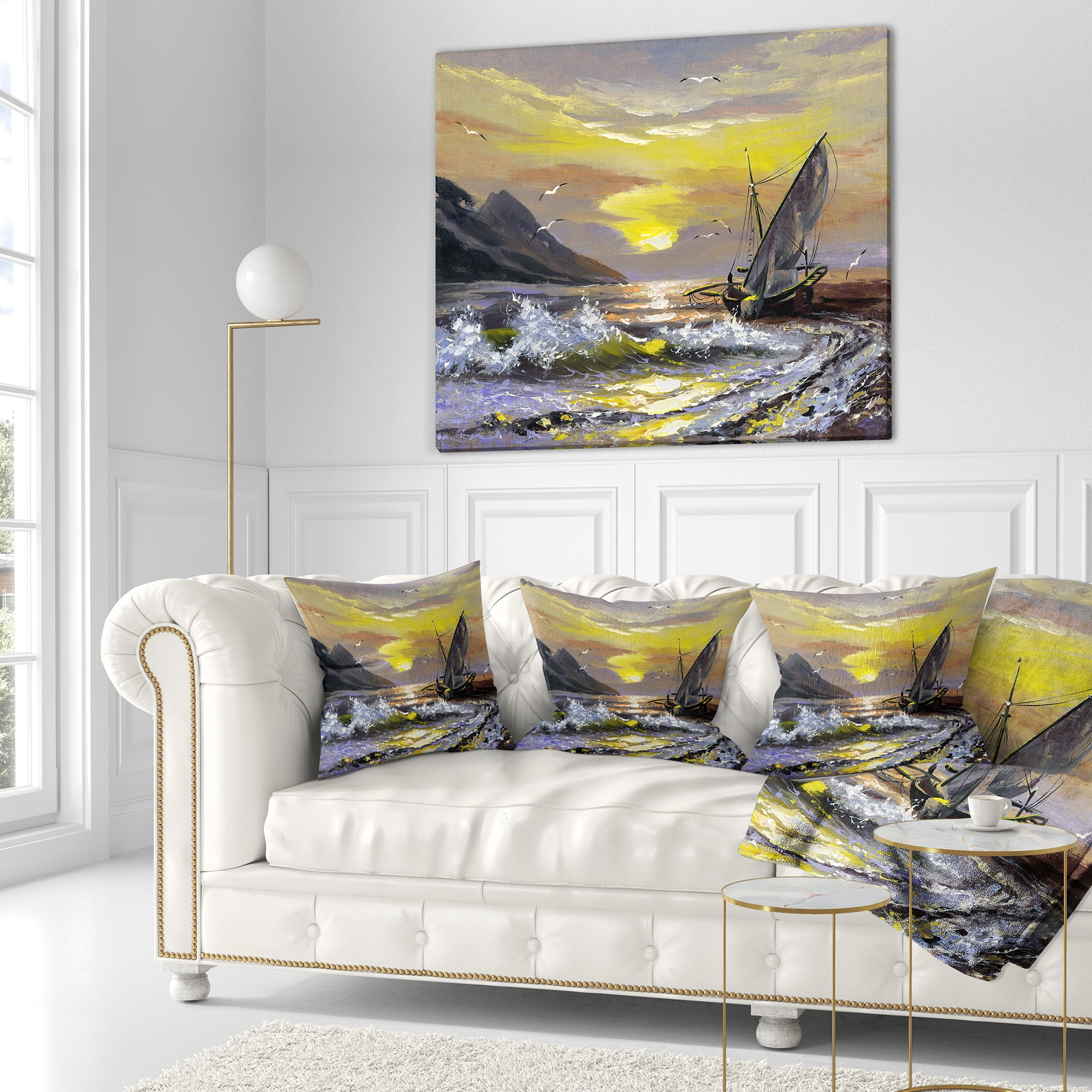 Designart Meet you Soon - Seascape Throw Pillow - 18x18