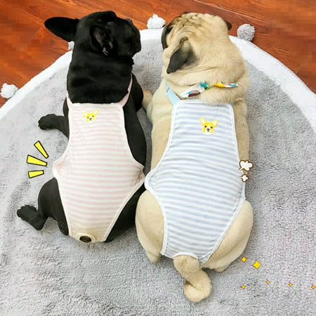 Cute Stripes Printing Pet Breathable Physiological Pants for Corgi French Bulldog Blue French Bulldog