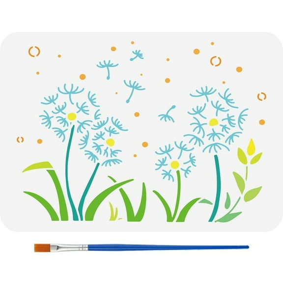 1pc Plastic Hollow Out Drawing Painting Stencils Templates for Painting on Scrapbook Fabric Tiles Floor Furniture Wood Dandelion 29.7x21cm