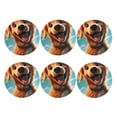 thumbnail image 2 of Pofeuu Blue Sky Cute Dog Print Leather Coasters Set of 6, Round Cups Mugs Mat Pad for Home Kitchen Heat Resistant Drink Coasters,Round Shape, 2 of 7