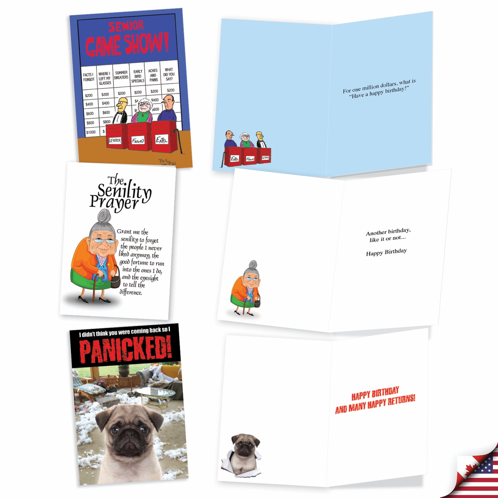 NobleWorks 20 Assorted Box Set Funny Birthday Greeting Cards w/5 x 7 Inch Envelopes (10 Designs, 2 Each) Bday Birthday Bonanza AC8837BDG-B2x10
