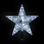 Northlight 8.5" LED Lighted Clear 5 Point Star Christmas Tree Topper, White Lights