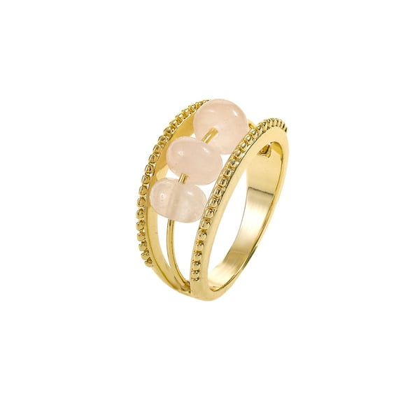 Believe by Brilliance 14KT Gold Flash Plated, Rose Quartz Ring, Fidget Spin Feature, 1 Piece