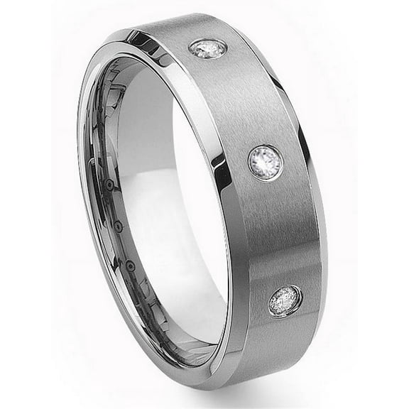Titanium Kay Tungsten Carbide Diamond Comfort Fit Mens Wedding Band Ring 8mm (0.10ctw) Sz 10.0