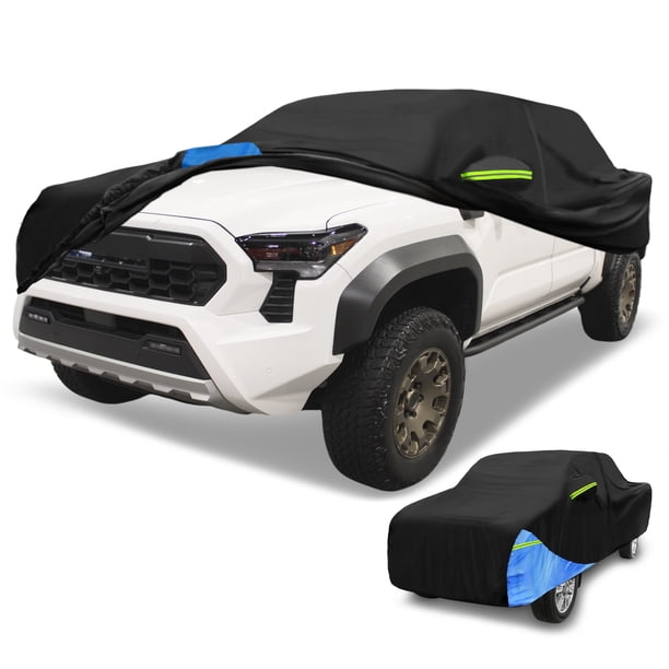 Cubierta impermeable Unique Bargains para coche, 210D Oxford, negra y azul, con cremallera, protección contra lluvia y sol para Toyota Tacoma.