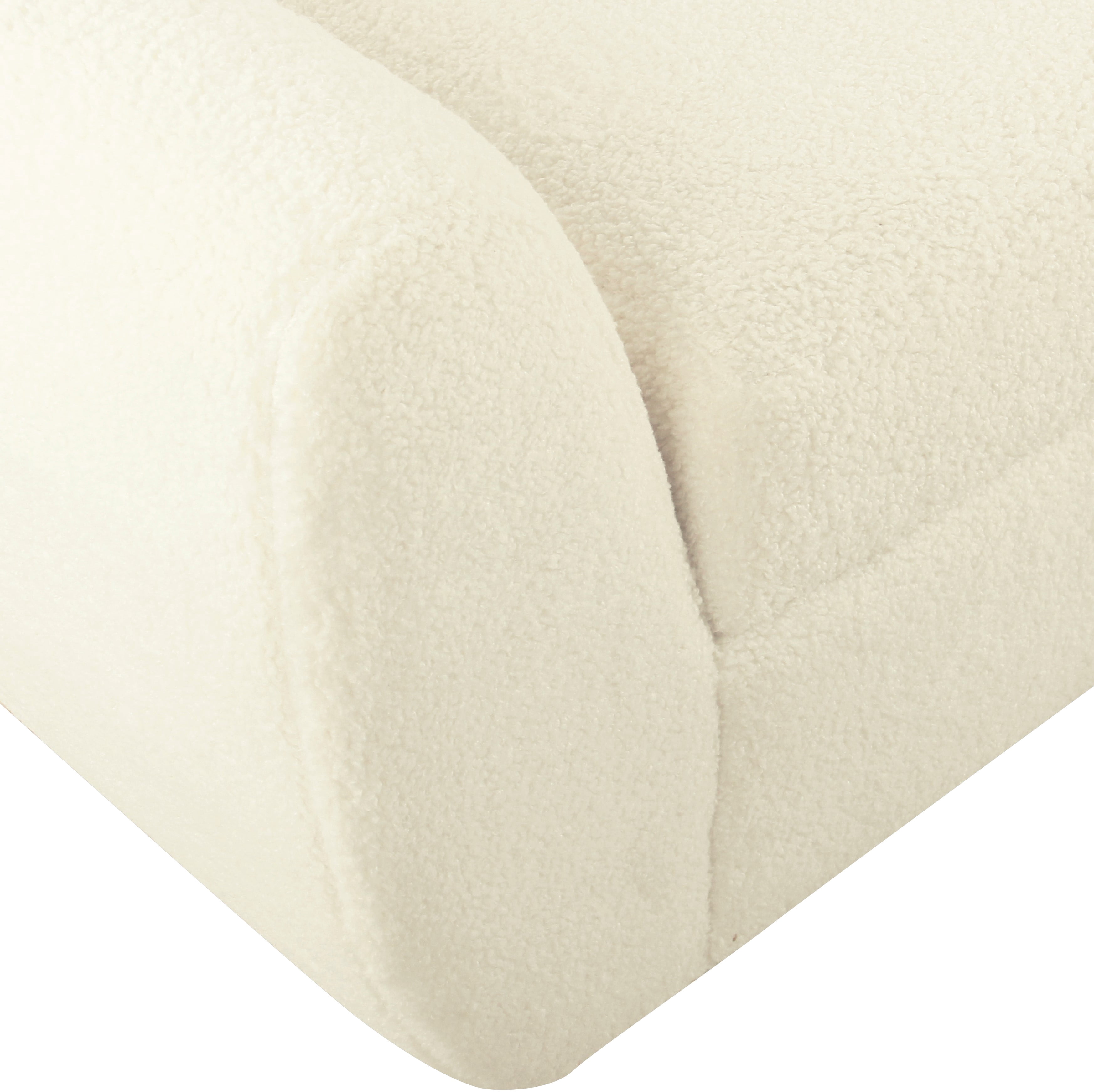Natural Lines Modern Sherpa Storage Bench with Wood Legs - Cream