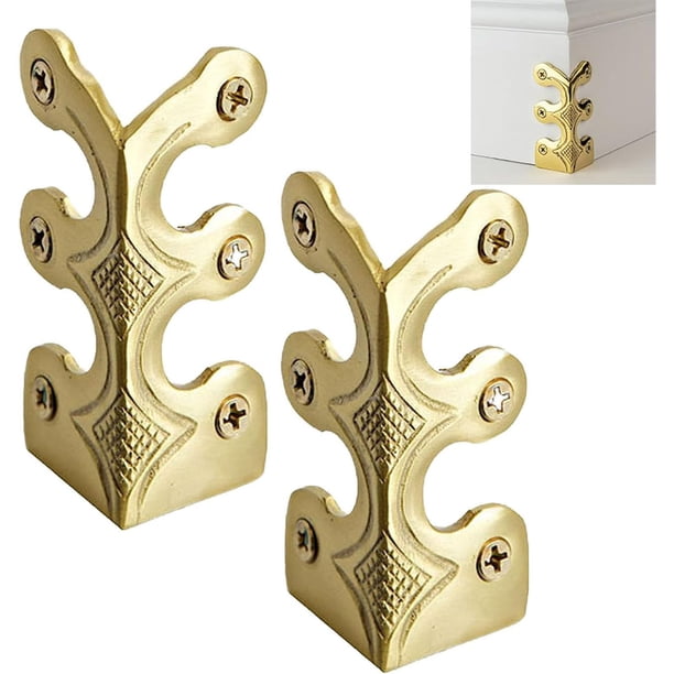 Wmhnj Protectores de esquinas de latn macizo para muebles, paquete de 2 protectores de esquinas de metal para rodapis y paredes, para mesas, escritorios, armarios y estanteras.