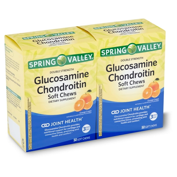 Spring Valley Double Strength Orange Cream Glucosamine Chondroitin Dietary Supplement, 50 count