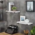 thumbnail image 3 of MyGift 16 inch Rectangular Wall-Mounted Wood Shelves with Black Metal Pipe Brackets, White, 3 of 6