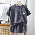 thumbnail image 2 of LIIPEE Summer Outfits For Boys Casual Solid Color Ripped Hole Short Sleeve Tees And Shorts 2 Piece Set Kids Breathable Comfortable Fashion Outfit Sets,2-3 Years, 2 of 9