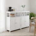 thumbnail image 2 of Gabinete Piso Almacenamiento Baño Independiente con Puerta Persiana Doble y Estante Ajustable,Estilo Nórdico Escandinavo, para Baño, Sala Estar, Cocina, Fácil Montaje,Blanco, 2 of 9