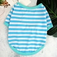 thumbnail image 1 of Thin Striped Cloth for Small Medium Dogs Cats Pet Clothing T-shirt Puppy  Vest Dog Clothes BLUE L, 1 of 1
