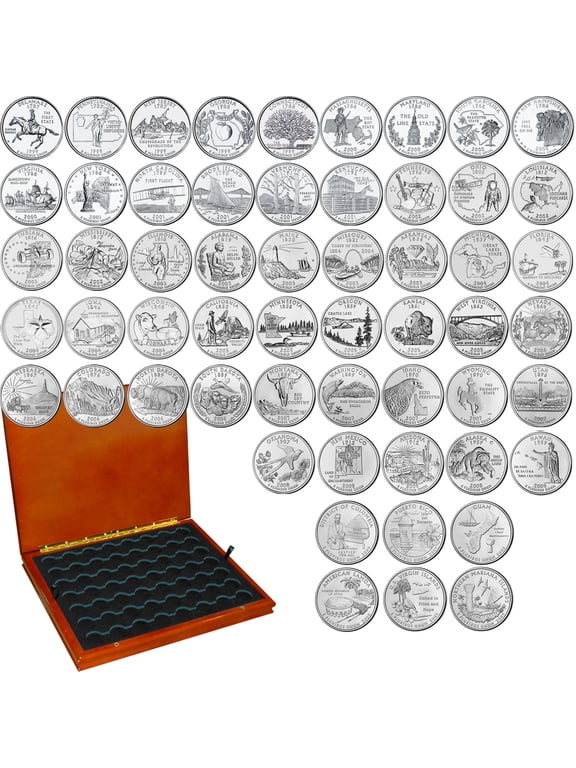 Collectible The Patriotic Mint Uncirculated State & Territory Quarters Complete Set of 56 — Copper-Nickel Clad