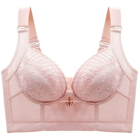 Tao Tao Plus Size Lace Bra C Cup Wide Back Push Up Brassiere for Women Purple 34C
