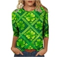 thumbnail image 2 of Mceream T-Shirt de la Saint-Patrick pour Femmes Drôle Manches 3/4 Hauts Mignons Décontractés Col Rond T-Shirts Graphiques Trèfle Imprimé Floral 2026 Hauts Chemisiers Grande Taille Vert TG, 2 of 5