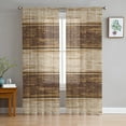 thumbnail image 2 of Brown Retro Wood Grain Rustic Sheer Voile Curtains For Bedroom Living Room Kitchen Luxury Tulle Organza Curtains Window Drapes, 2 of 7