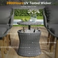 thumbnail image 5 of 5-Piece Weatherproof Wicker Patio Conversation Set with Cooler Bar Table & Ottomans, Durable Steel Frame Outdoor Furniture for Backyard, Poolside & Balcony, Grey, 5 of 9