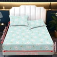 thumbnail image 2 of COEQINE King Size Sheet Set Cozy Easy & Secure Fit Stretchy 3 Pieces Bedding Sheet Set Bottom Bedsheet with All Around Elastic for Home Decor, Easter Bunny Carrot Blue, 2 of 5