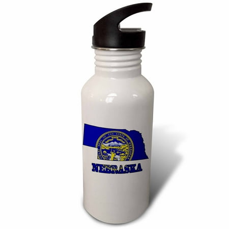 

3dRose Nebraska state flag in the outline map and letters for Nebraska Sports Water Bottle 21oz