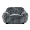 thumbnail image 2 of Benjara 45 Inch Bean Bag Chair, Memory Foam, Faux Rabbit Fur, Grayish Blue, 2 of 5