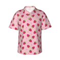 thumbnail image 1 of Balery Strawberries Camisas hawaianas de manga corta para hombre, camisas playeras de corte holgado, camisas de vacaciones con botones,Large, 1 of 7