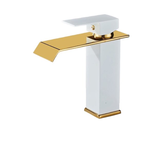Waterfall Basin Sink Faucet, Gold And Black Waterfall Faucet, Brass Bathroom Faucet Deck Mounted Washbasin Taps ,Easy to Install