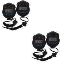 4 pcs Digital Professional Handheld LCD Stopwatch Sports Chronograph Timer with Alarm Feature for Kids Fitness and Referees XL-013 (Black)