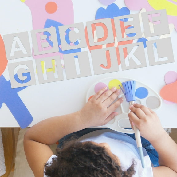 Masteelf 1Set Reusable Alphabet and Number Stencils for Kids DIY Blank Plastic Templates for Learning and Crafting for Painting Signage Educational Activities