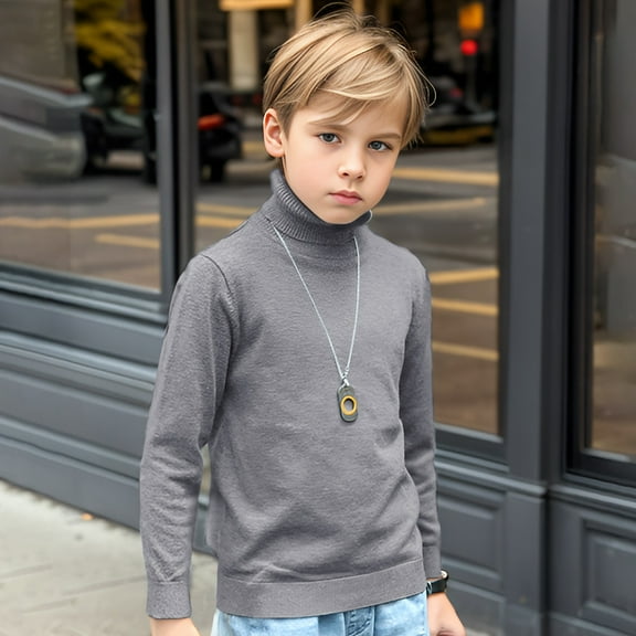 Boys Soft Knit Turtleneck Sweater Warm Long Sleeve Pullover Shirts for Toddler Kids Comfortable Winter Wear